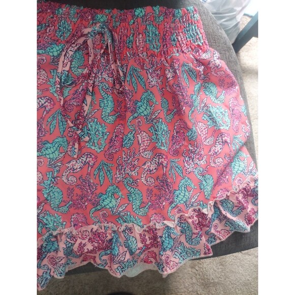 ! Simply Southern Seahorses & Coral Ruffles Elastic Waist  Shorts Size 0/S NWT - Picture 2 of 7